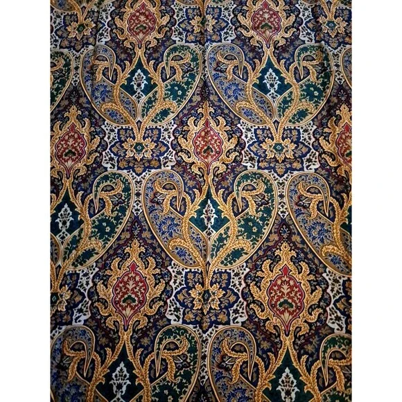 Signature Echo Scarf Blue Red Paisley 100% Wool Japan Boho Fringe Baroque 46" - Picture 2 of 6